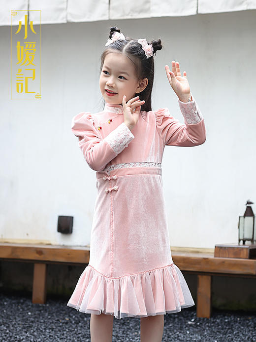 小嫒記国潮中国风新中式高端童装洋气旗袍-芳菲 商品图3