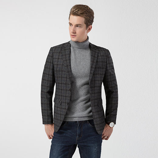 【经典格纹】罗蒙秋冬西装外套 男士正装商务休闲 爸爸装单西服开衫外套 商品图7