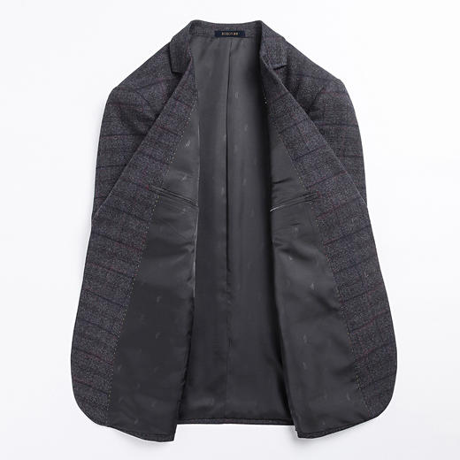 99XCM98F01【磨毛保暖】罗蒙秋冬西装外套男士商务休闲格纹单西服爸爸装开衫外套 商品图8