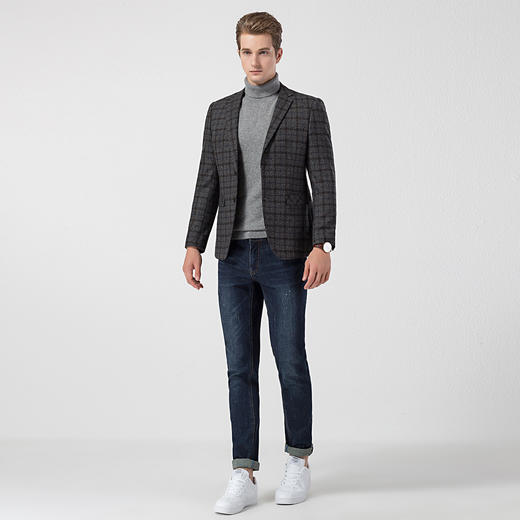 【经典格纹】罗蒙秋冬西装外套 男士正装商务休闲 爸爸装单西服开衫外套 商品图2