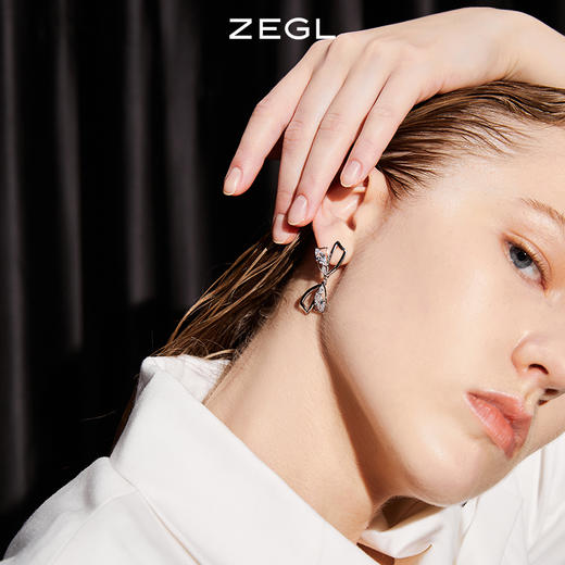 ZEGL镂空蝴蝶结耳钉女高级感轻奢耳环小众设计感气质925银针耳饰 商品图2