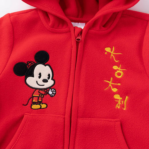 迪士尼米奇米妮卡通男女童春秋摇粒绒保暖连帽外套 商品图8