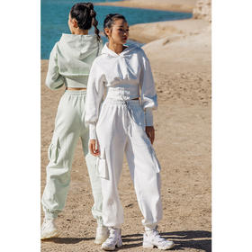 【卫衣面料】秋冬连帽鱼骨束腰运动卫衣女-休闲健身卫裤-不加绒