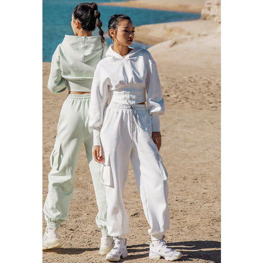 【卫衣面料】秋冬连帽鱼骨束腰运动卫衣女-休闲健身卫裤-不加绒 商品图0