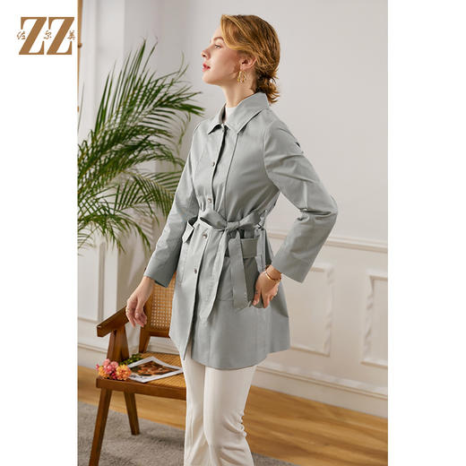 佐尔美2021秋季新款 中长款风衣大衣外套女E13FZ10 商品图3