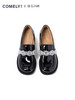 康莉2021年秋季新款乐福鞋女中跟复古漆皮日系黑色水晶小皮鞋KHC21011DU05AA2 商品缩略图0