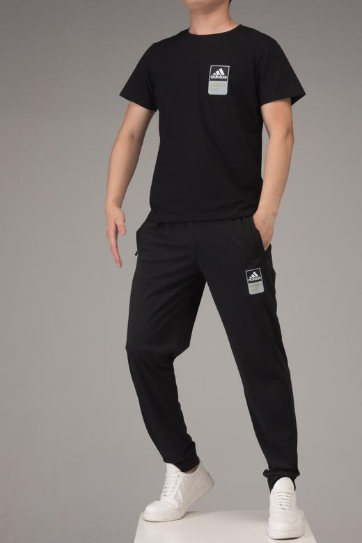 阿迪达斯 adidas 柜子热卖款夏季男士冰丝棉短袖T恤冰丝速干长裤运动休闲两件套套 商品图0