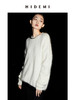HIDEMI 马海毛白色拼接黑边圆领毛衣 商品缩略图6
