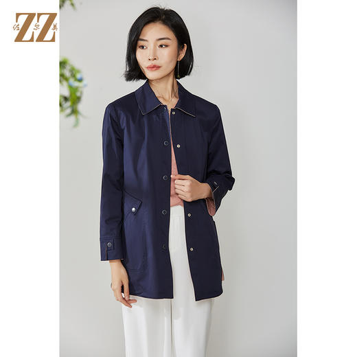 佐尔美2021秋季新款 气质休闲双面穿中长款风衣E11FZ02 商品图2