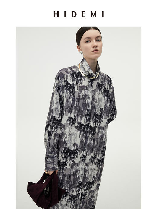 HIDEMI 艺术感印花立领连衣裙 商品图7