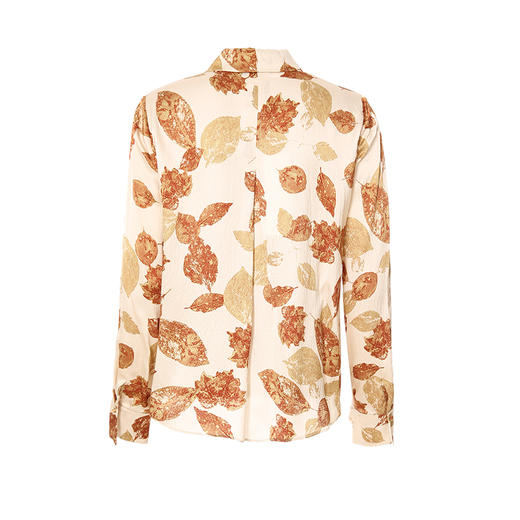 EITIE爱特爱秋季新款100%桑蚕丝女装宽松舒适枫叶印花衬衫上衣6709410 商品图5