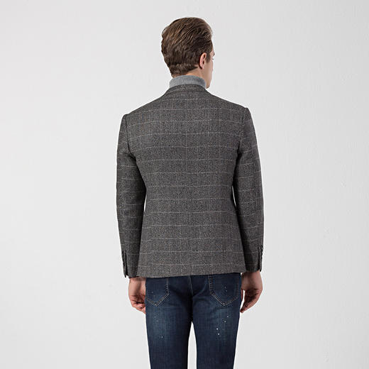 罗蒙 秋冬西装外套男士正装 商务通勤休闲 格子单西服 上衣开衫外套 商品图3