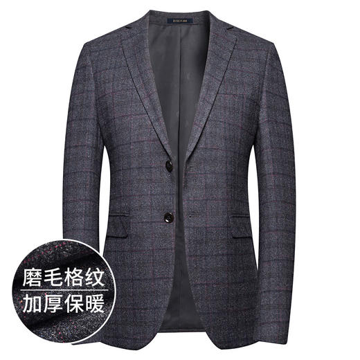 99XCM98F01【磨毛保暖】罗蒙秋冬西装外套男士商务休闲格纹单西服爸爸装开衫外套 商品图2