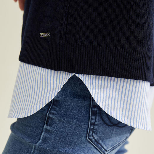 PRICH冬季新款长袖衬衫针织马甲两件套女PRKWB4904M 商品图1