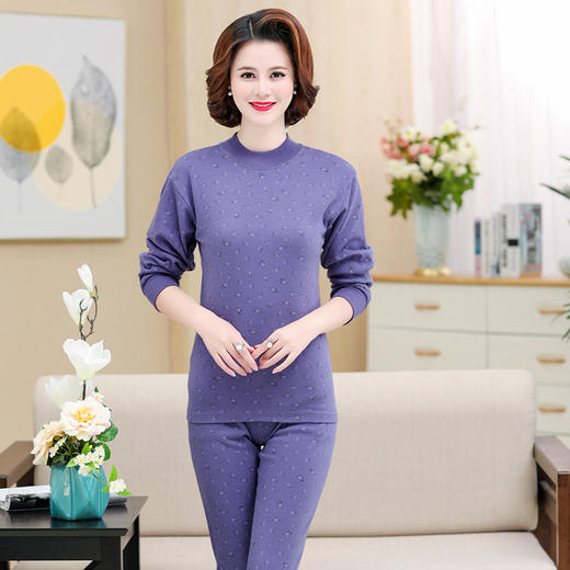 YQ-A2 圆领7011A秋衣秋裤棉质保暖内衣高低领女士保暖内衣 商品图5