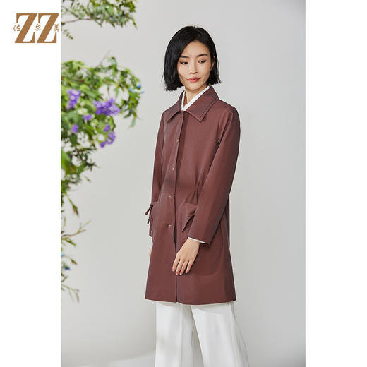 佐尔美2021秋款新款 气质高级质感中长款风衣女E11FZ10 商品图1