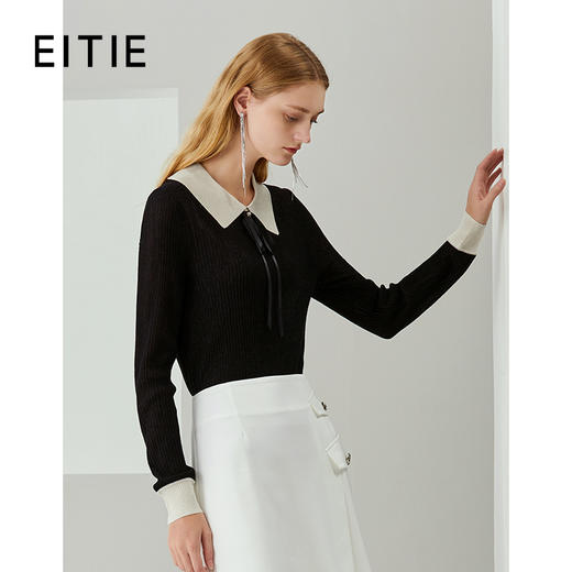 EITIE爱特爱秋季新品时尚拼接针织衫优雅气质女6701404 商品图1