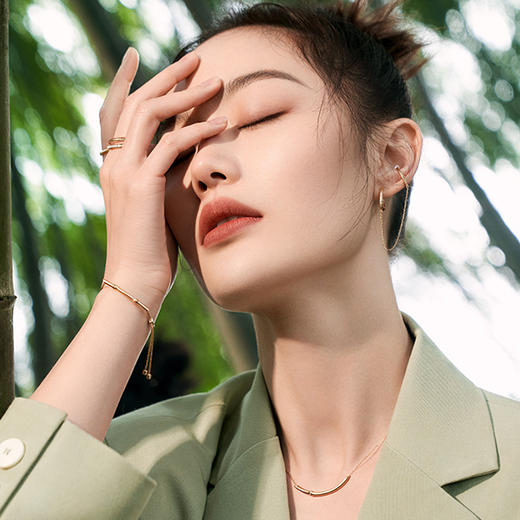 潮宏基BAMBOO竹系列18K金钻石链 商品图5