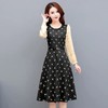 YW20817 大码长袖印花连衣裙女中长款2021秋装新款修身时尚气质优雅a字裙 商品缩略图2