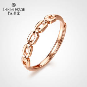 【时尚K金】钻石世家 18K金戒指 链条个性简约时尚开口可调节戒指（约1.5±0.1克）