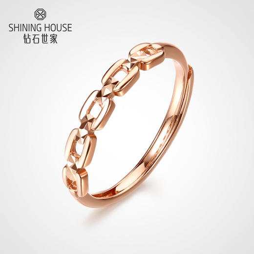 【时尚K金】钻石世家 18K金戒指 链条个性简约时尚开口可调节戒指（约1.5±0.1克） 商品图0