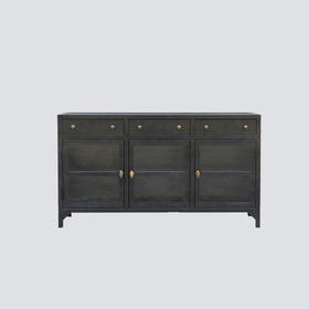 NS家居nsfurniture进口铁艺玻璃边柜(黑铁)NSCB-SBMC01