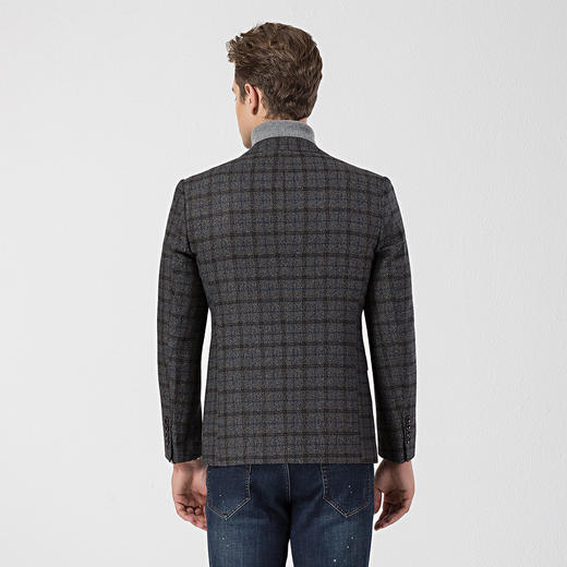【经典格纹】罗蒙秋冬西装外套 男士正装商务休闲 爸爸装单西服开衫外套 商品图3