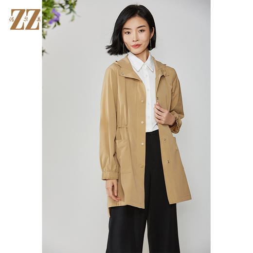 佐尔美2021秋款新款 气质休闲收腰中长款风衣女E11FZ17 商品图3