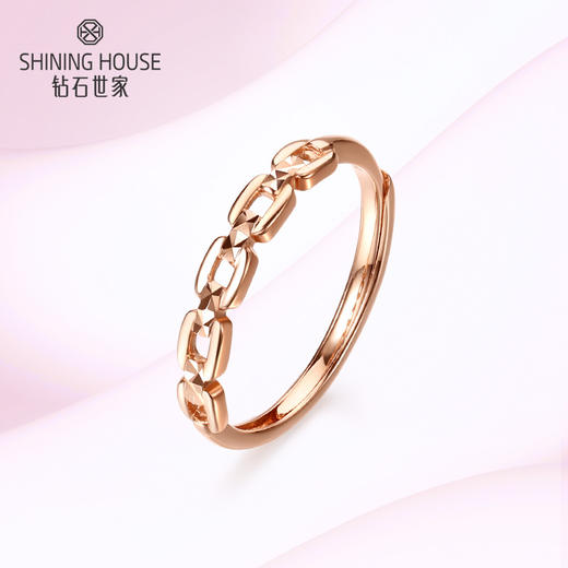 【时尚K金】钻石世家 18K金戒指 链条个性简约时尚开口可调节戒指（约1.5±0.1克） 商品图8