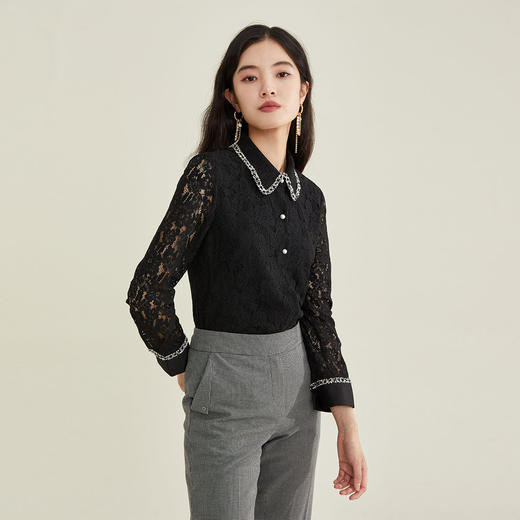 PRICH2021冬季新款上衣蕾丝拼接百搭衬衫PRBAB4921Q 商品图0