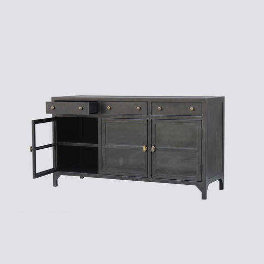 NS家居nsfurniture进口铁艺玻璃边柜(黑铁)NSCB-SBMC01 商品图2