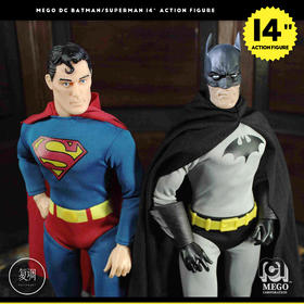 现货 Mego DC 蝙蝠侠 超人 14英寸 挂卡 可动人偶