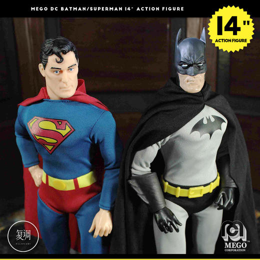 现货 Mego DC 蝙蝠侠 超人 14英寸 挂卡 可动人偶 商品图0