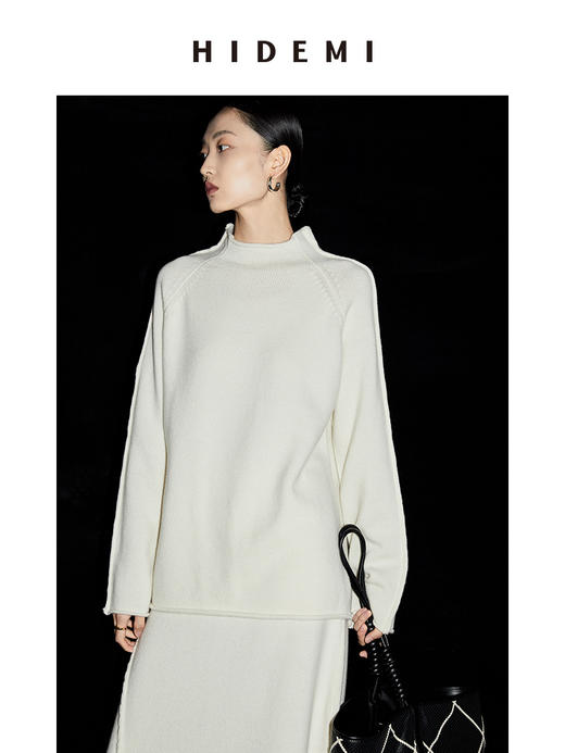 HIDEMI 美利奴羊毛简约设计感茧型套装 半高领毛衣/茧型半身裙 商品图6