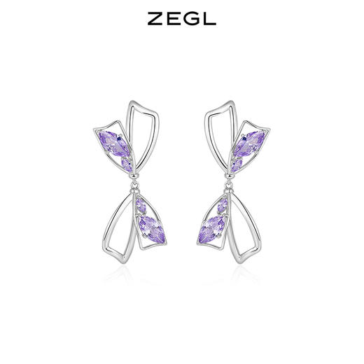 ZEGL镂空蝴蝶结耳钉女高级感轻奢耳环小众设计感气质925银针耳饰 商品图3