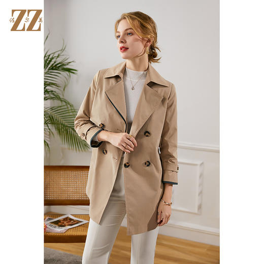 佐尔美2021秋季新款 中长款风衣大衣外套女E13FZ06 商品图0
