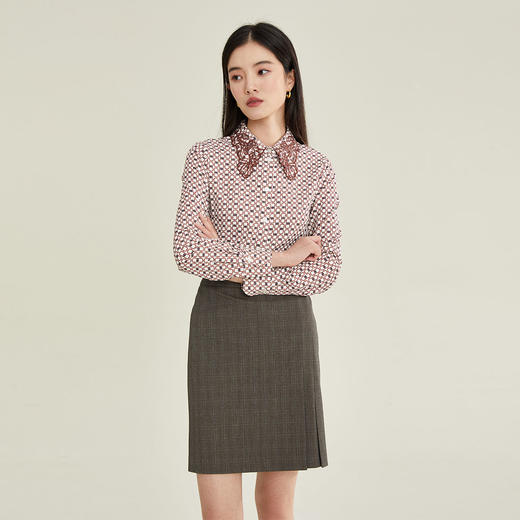 PRICH2021年冬季新款气质设计感小众刺绣领百搭衬衫女PRBAB4901M 商品图1