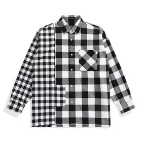 太平鸟男装 衬衫男2021新款棉长袖黑白格潮B2CHB3321