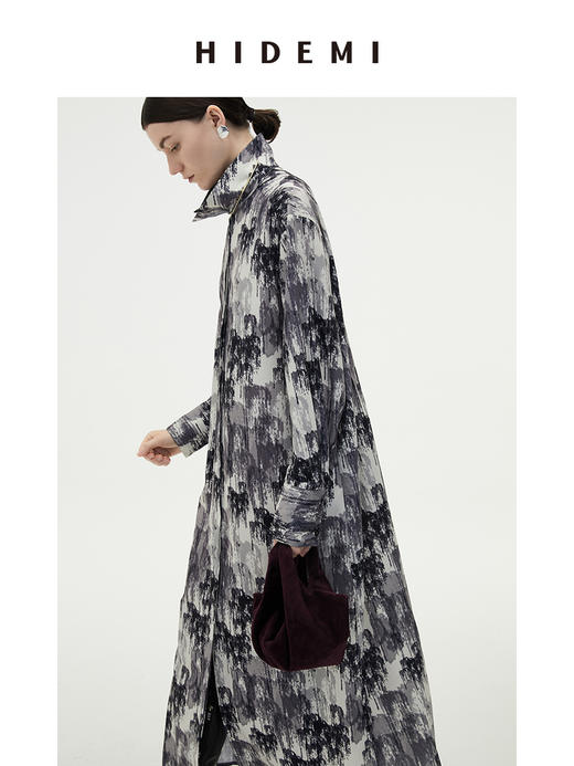 HIDEMI 艺术感印花立领连衣裙 商品图3