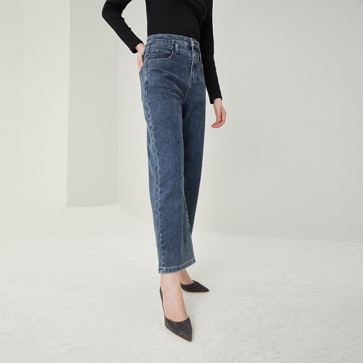 PRICH2021秋季新款气质高腰显瘦牛仔拖地裤女PRTJB7703N 商品图3