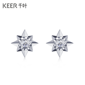 千叶八芒星18k金钻石耳钉39900026662