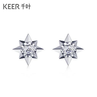千叶八芒星18k金钻石耳钉39900026662 商品图0