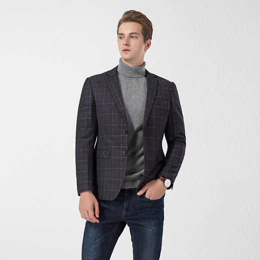 【经典格纹】罗蒙秋季西装外套 男士正装 商务通勤 休闲格子西服开衫外套 商品图7