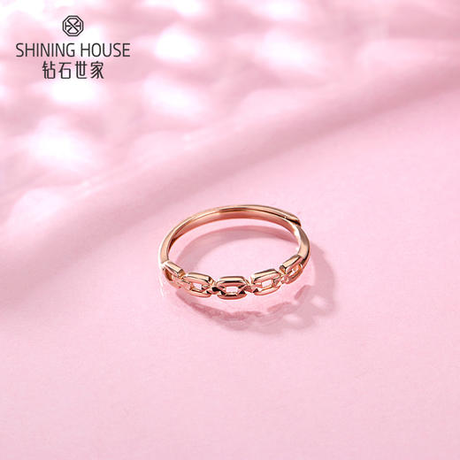 【时尚K金】钻石世家 18K金戒指 链条个性简约时尚开口可调节戒指（约1.5±0.1克） 商品图6