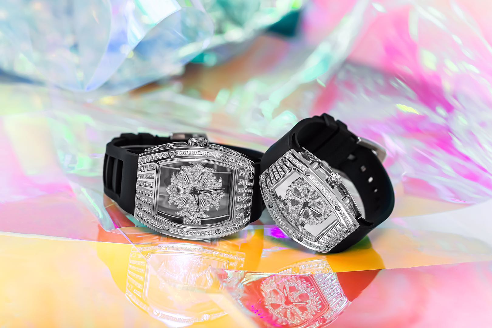 【veecans 施华洛世奇时来运转手表】水晶情侣石英表 赠送veec