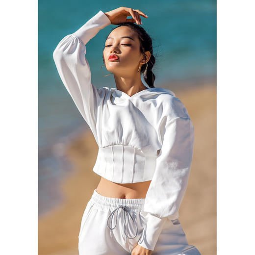 【卫衣面料】秋冬连帽鱼骨束腰运动卫衣女-休闲健身卫裤-不加绒 商品图1