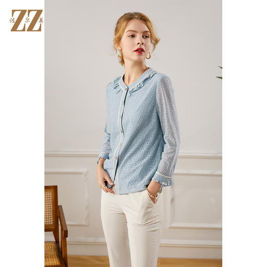 佐尔美2021秋季新款 气质长袖针织衬衫女E13CC28 商品图4