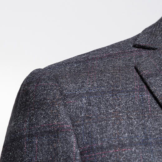 99XCM98F01【磨毛保暖】罗蒙秋冬西装外套男士商务休闲格纹单西服爸爸装开衫外套 商品图10