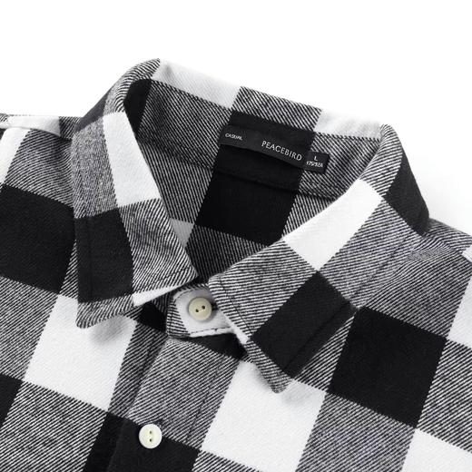太平鸟男装 衬衫男2021新款棉长袖黑白格潮B2CHB3321 商品图2
