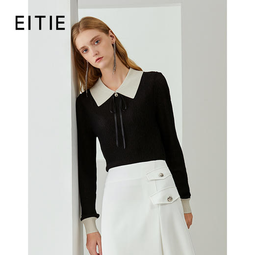 EITIE爱特爱秋季新品时尚拼接针织衫优雅气质女6701404 商品图2